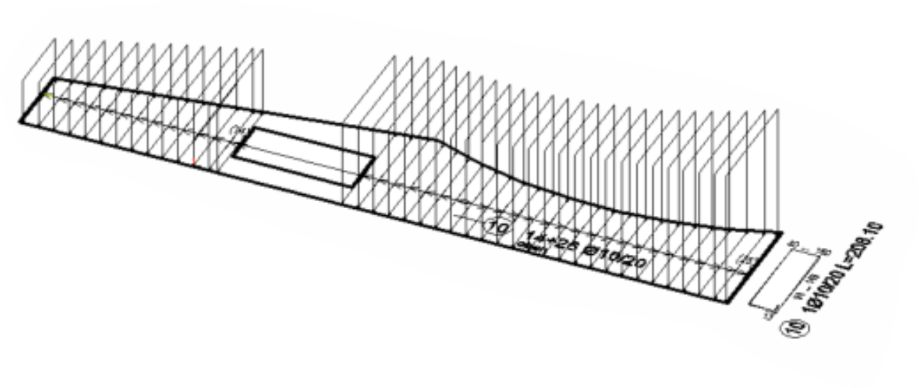 The position is a property of the rebar. Some bar properties, such as diameter, can be derived from the reinforcement layer. Thus, one can quickly change the diameter, rebar spacing, or the height of the stirrups of the base reinforcement. Reinforcement layers can be individually or group-wise shown or hidden.