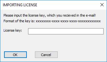 Import license screenshot