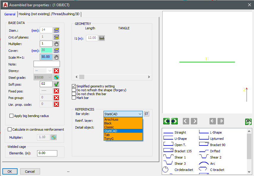 Object properties panel
