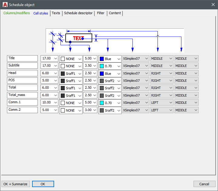 Schedule styling options