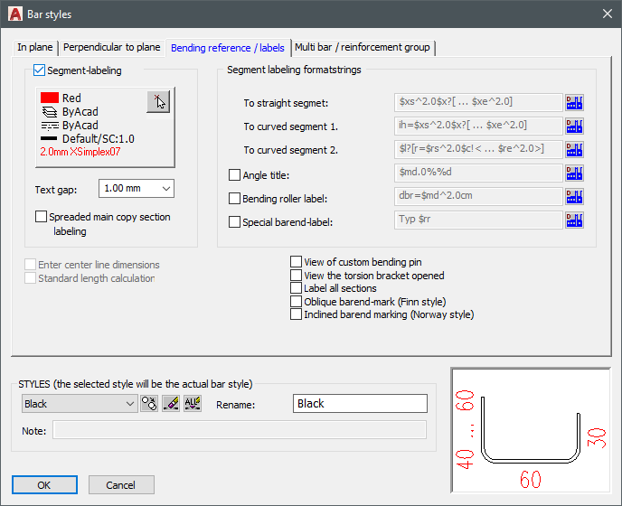 Style dialog interface